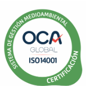 Sello de certificación ISO 14001 de OCA Global