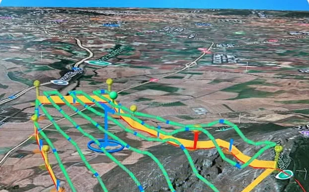 Planificación 3D de la ruta de vuelo del dron sobre el terreno